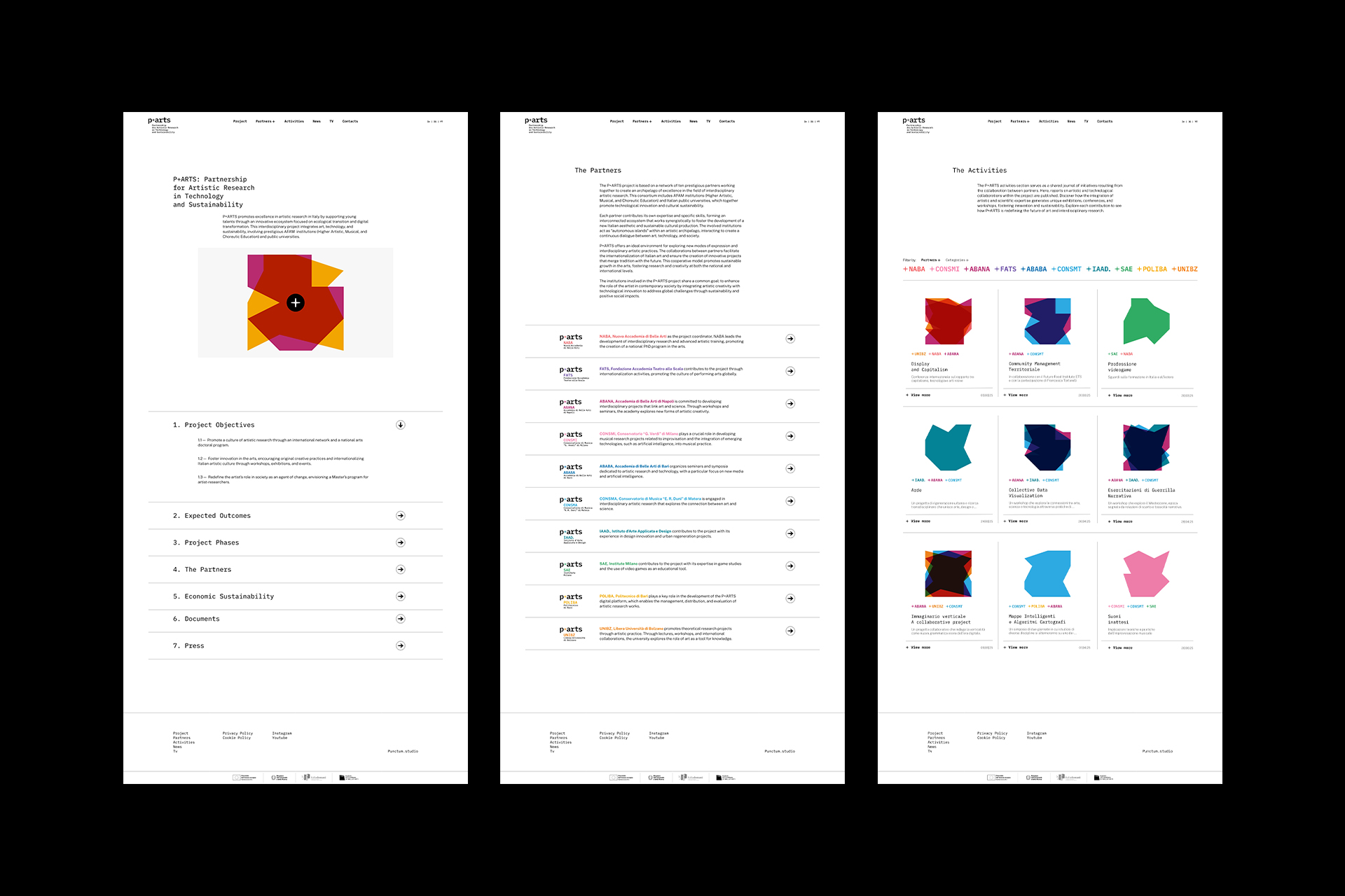 P+ARTS Partnership for Artistic Research in Technology and Sustainability 3 — Punctum PARTS PAGINE SITO WEB copia — Punctum